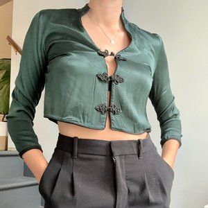 ZARA  GREEN SILK BLOUSE